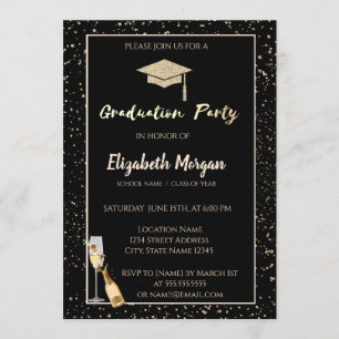 Invitation Élégant capuchon de diplôme de Parties scintillant