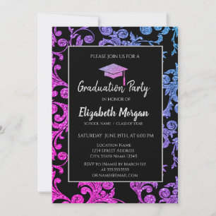 Invitation Élégant capuchon d'obtention de diplôme en Parties
