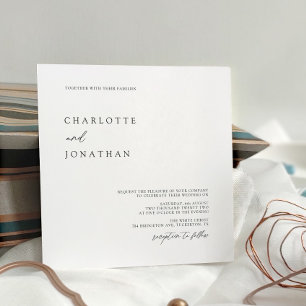 Invitation Élégant Carré blanc moderne simple Mariage