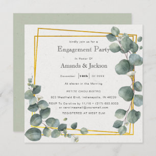 Invitation Élégant Carré du groupe d'engagement Eucalyptus