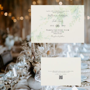 Invitation Élégant carton de mariage horizontal avec code QR