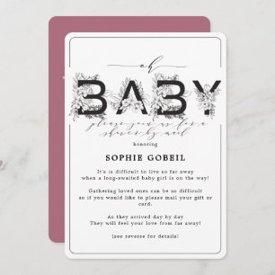 Invitation Élégant Cassis Floral Violet Par Baby shower Mail