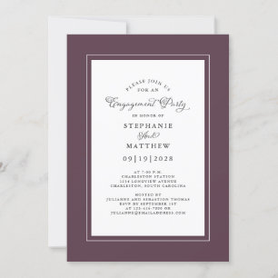 Invitation Élégant Cassis Purple Mariage