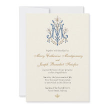 Elegant Catholic Marian Monogram Floral