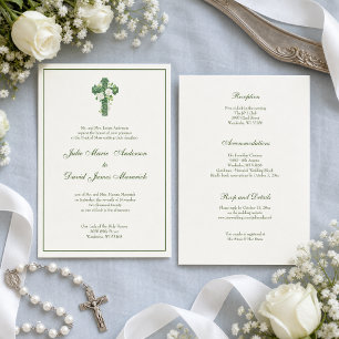 Invitation Élégant catholique irlandais Croix celtique Mariag