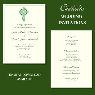 Invitation Élégant catholique irlandais Croix celtique Mariag