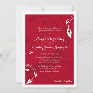 Invitation Elégant cerisier rouge blanc Abstrait Mariage flor