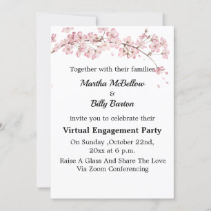 Invitation Élégant Cerry Blossom Virtual Engagement Party