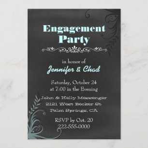 Invitation Elégant Chalkboard Look Engagement Party Personnal