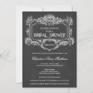 Invitation Elégant Chalkboard Vintage Ornement Fête des marié