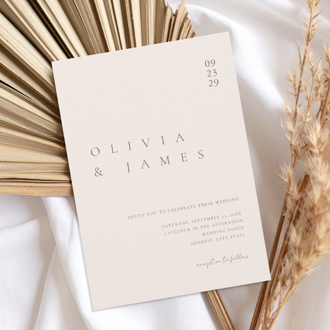 Invitation Elégant Champagne Beige Minimaliste Mariage (Créateur téléchargé)