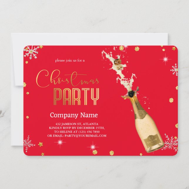 Invitation Élégant Champagne de luxe de Noël magique (Devant)