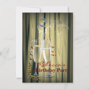 Invitation Elégant Champagne d'or lunettes d'anniversaire fem