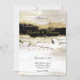Invitation Elégant Champagne Gold Black White Luxury Mariage