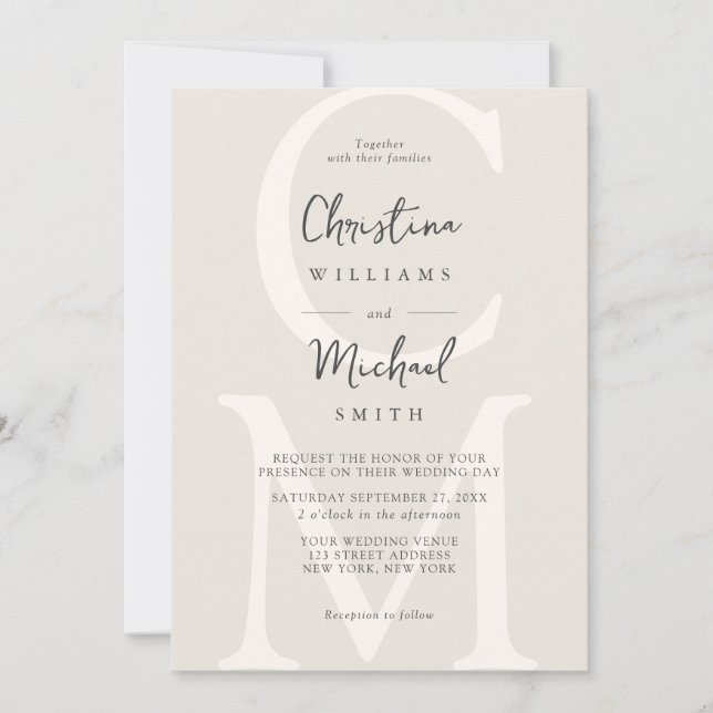 Invitation Elégant Champagne Minimal Chic Mariage (Devant)