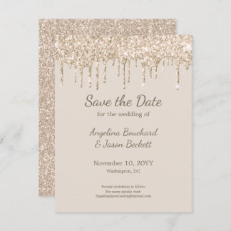 Invitation Elégant Champagne Parties scintillant Mariage Enre