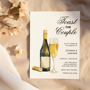 Invitation Elégant champagne toast le couple Fiançailles