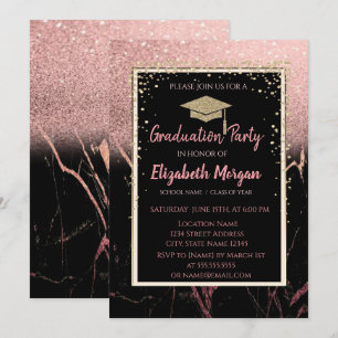 Invitation Élégant chapeau de graduation moderne à paillettes