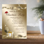 Invitation Élégant, Chapeau de Père Noël, Verre, Fête de Noël<br><div class="desc">Une élégante invitation de fête de vacances avec un cerf de Noël avec chapeau santa sur arrière - plan or. Ces belles invitations de Noël sont parfaites pour les invitations à des dîners de Noël, les invitations à des échanges de cadeaux de Noël, les collectes de fonds de Noël, les...</div>