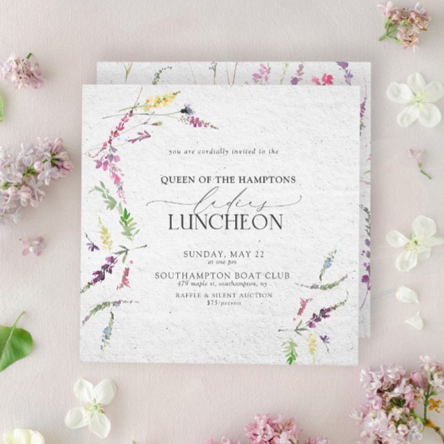 Invitation Élégant Charity Lunch Aquarelle Floral (Easily personalize with your unique details)