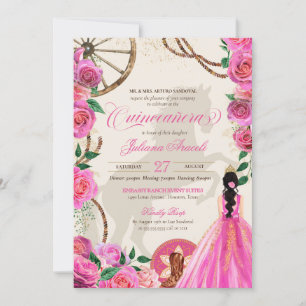 Invitation Elégant Charro Rose Rose Ranch Occidental Quincean