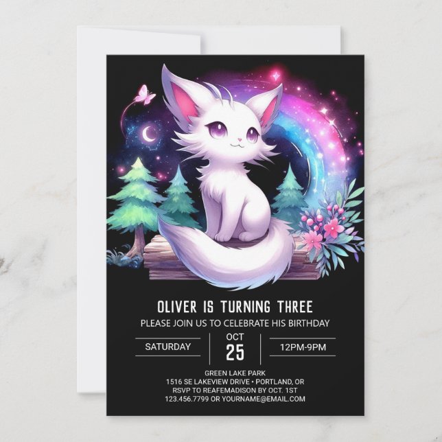 Invitation Élégant chat magique Anniversaire (Devant)