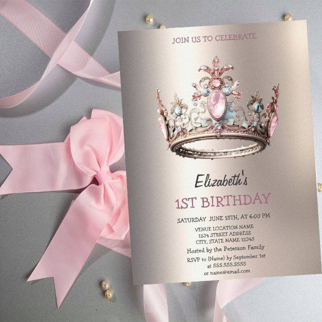 Invitation Elégant Château de la Couronne Princesse Anniversa (Créateur téléchargé)