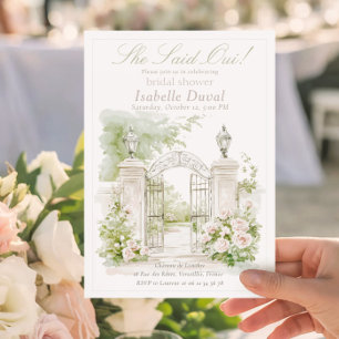 Invitation Elégant Château Français Pastel Jardin Marial