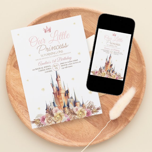 Invitation Elégant Château Little Princess Anniversaire (Créateur téléchargé)