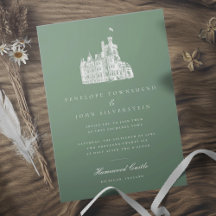 Elégant Château Vintage Illustration Mariage vert