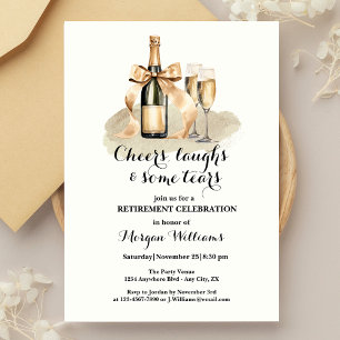 Invitation Elégant Cheers Laughtes Larmes Champagne Retraite
