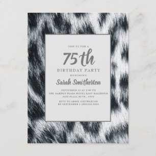 Invitation Elégant Cheetah blanc noir Leopard 75e anniversair