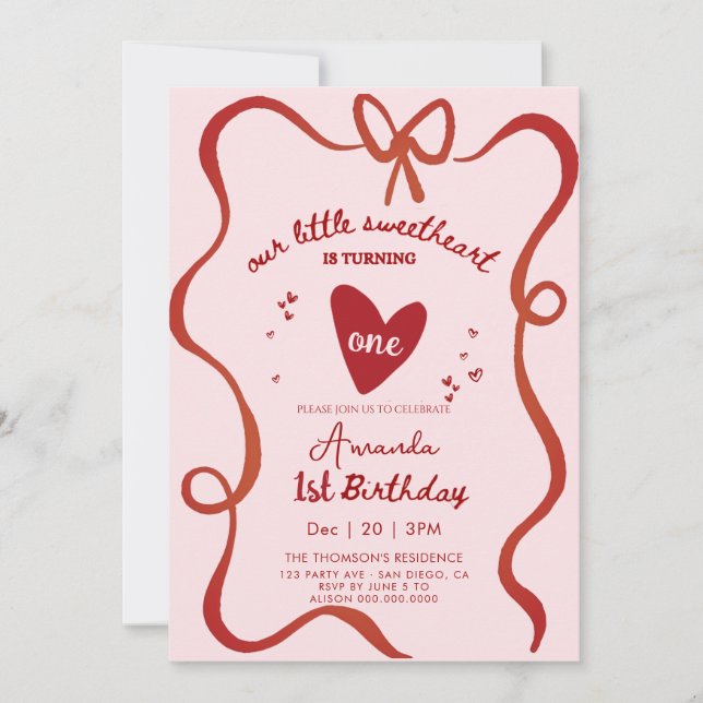 Invitation Élégant Chéri Saint-Valentin Anniversaire Dessiné  (Devant)