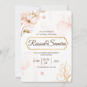 Invitation ELegant Cherry BLossom Mariage aquarelle