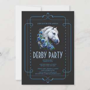 Invitation Elegant Cheval Blanc & Roses Bleues Kentucky Derby