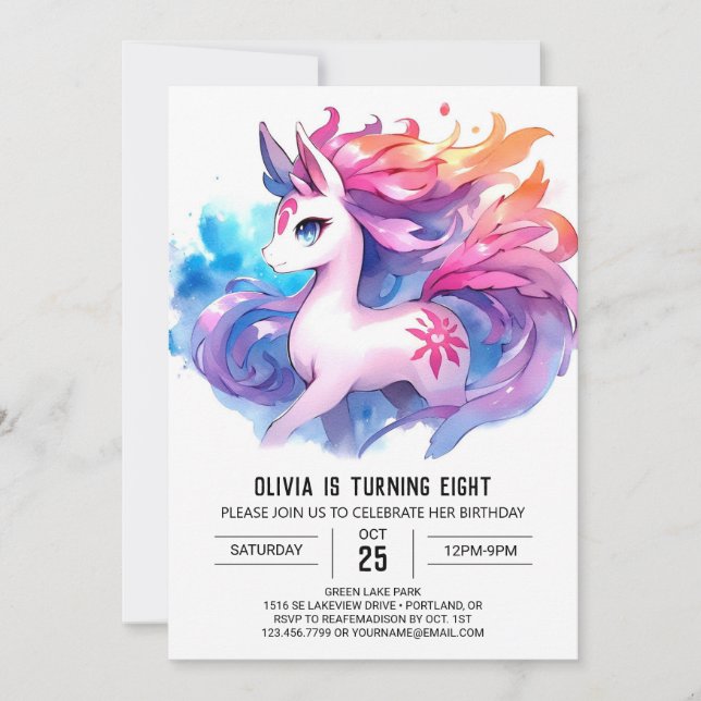 Invitation Elégant Cheval Personnalisé Anniversaire (Devant)