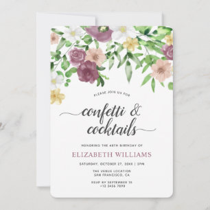 Invitation Elégant Chic Aquarelle Jardin Floral Anniversaire