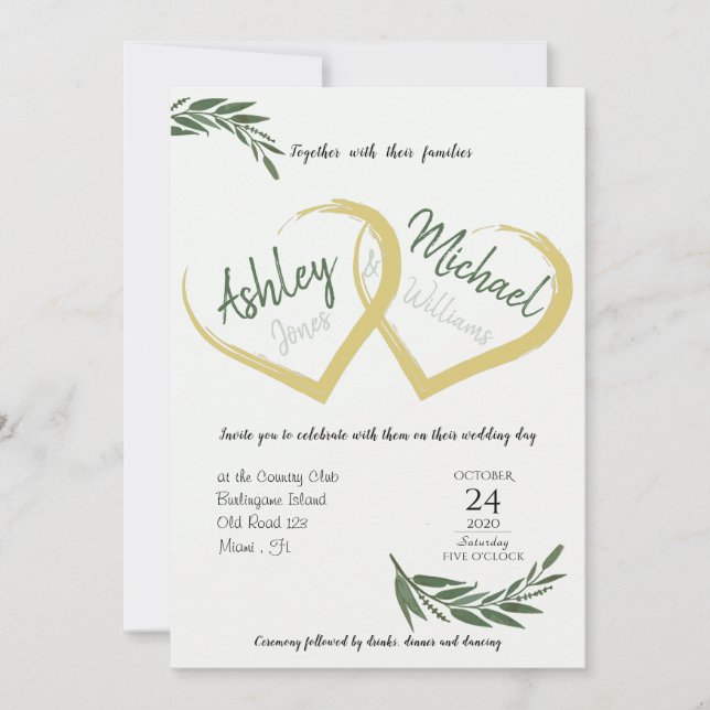Invitation Élégant Chic Aquarelle Verdure Mariage Cordial (Devant)