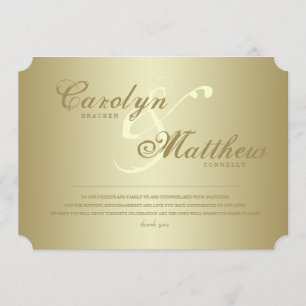 Invitation Élégant Chic Billet d'Or Remerciements de Mari