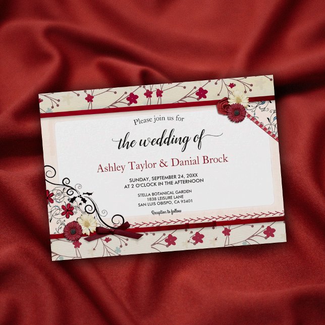 Invitation Élégant Chic Botanique Cadre Orné Mariage Floral (Créateur téléchargé)