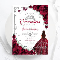 Élégant Chic Bourgogne Rose Floral Quinceanera
