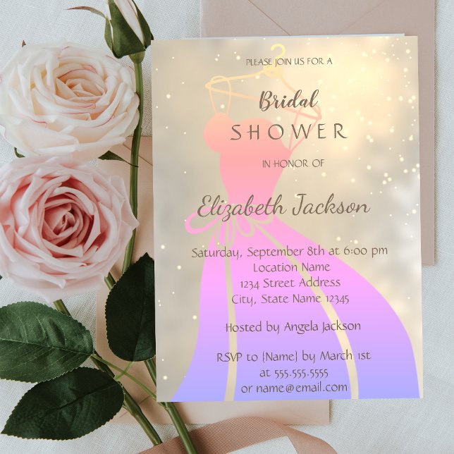 Invitation Élégant Chic Brillant, Robe de Mariée   Enterremen (Créateur téléchargé)