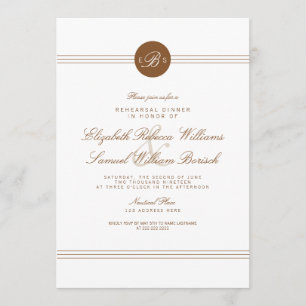 Invitation Élégant Chic Brown Monogramme Répétition Invitatio