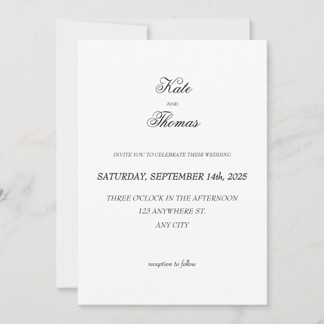 Invitation Élégant Chic Budget Minimaliste Classique (Devant)