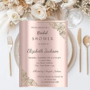 Invitation Élégant Chic Cadre Doré Rose Doré Baby Shower Mari