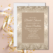 Élégant Chic Champagne Doré Mariage Vintage Shower