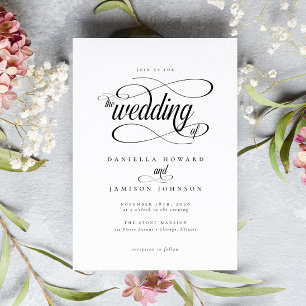 Invitation Élégant Chic Classic Calligraphie Script Mariage