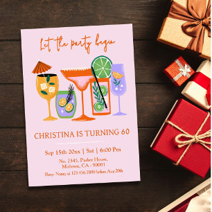 Invitation Elegant Chic cocktail tropical boisson 60e anniver