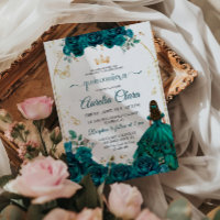 Élégant Chic Emerald Green Rose Gold Quinceanera