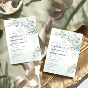 Invitation Elégant Chic Eucalyptus Couple Douche